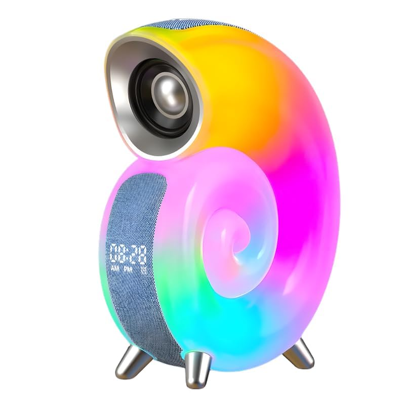 Smart Conch Bluetooth Speaker with RGB Atmosphere Light, APP Control Music Rhythm Light, Sunrise Wake Up Alarm Clock, White Noise Sound Machine, 16 Million Colors, Bedroom Desk Decor