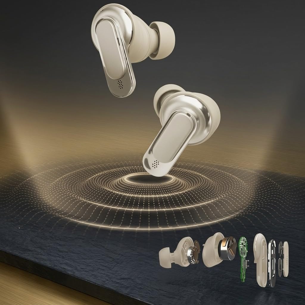 True Wireless Earbuds with Active Noise Cancellation, 360° Stereo Surround Sound, Smart Touchscreen Charging Case, Deep Bass, Ergonomic Fit (Metalic Black)