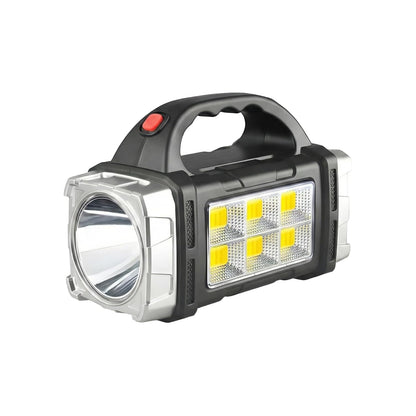 Solar Multifunctional Searchlight, Rechargeable LED Portable Spotlight with Tripple Light Modes, Waterproof Emergency Flashlight with Handle