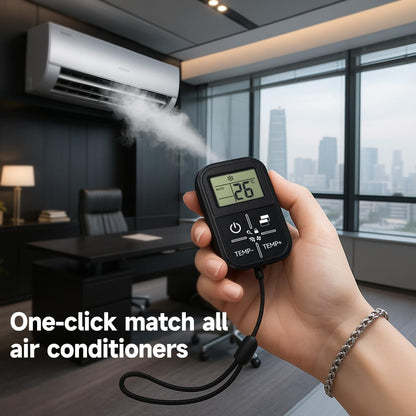Universal Mini Air Conditioner Remote Control with LCD Display, Infrared Wireless Temperature Controller, Portable Compact Design, Auto Code Search Function, Black