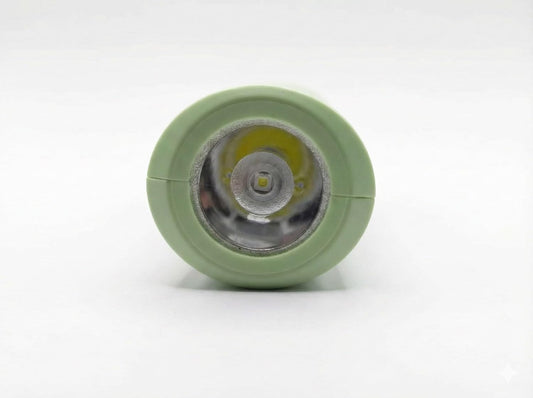 Rechargeable LED Torch Light with Front Spotlight and Side Flood Light, USB Type C Charging, 1200mAh Battery, Portable Emergency Flashlight, Green