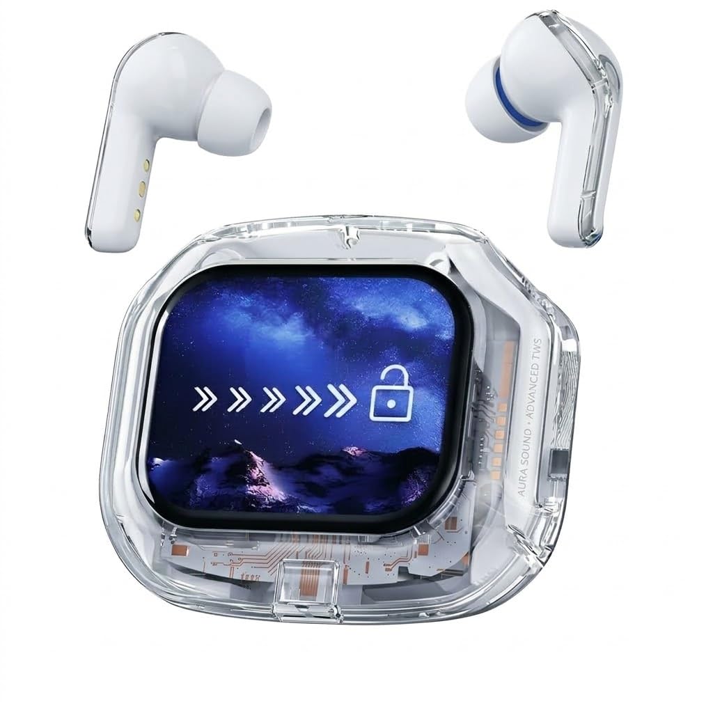 True Wireless Earbuds with Smart Touchscreen Charging Case, Adaptive Noise Cancelling, Smart Ambient Mode, Clear Call Quality, Long Battery Life (Blue)