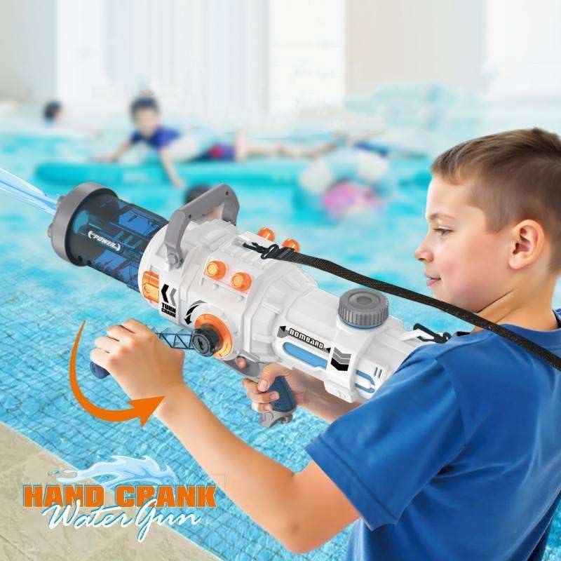 Water Blaster Gun with Shoulder Strap, Blue and White, 56cm