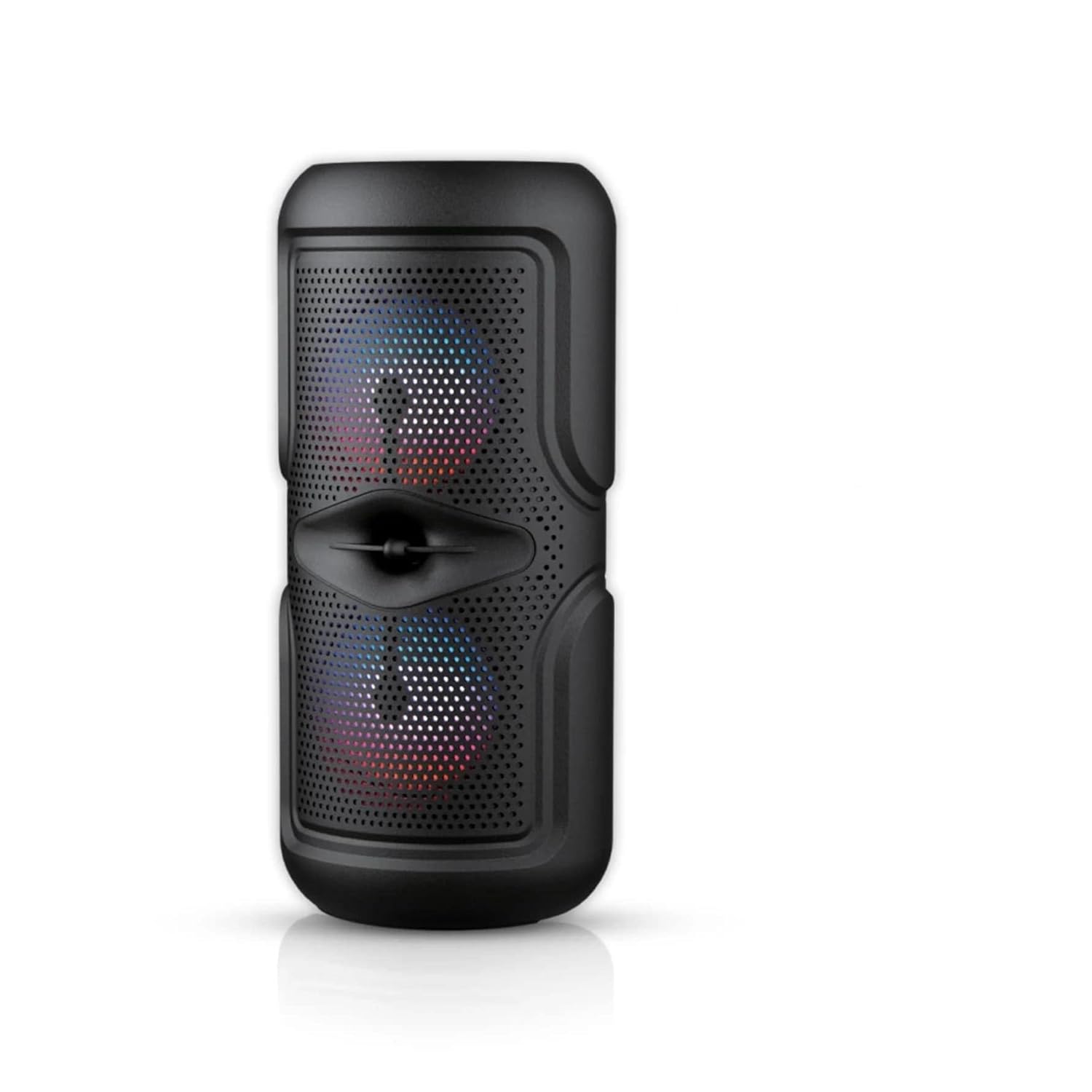 Portable Bluetooth Speaker with Dual 4 Inch Woofers, RGB LED Lights, 1200mAh Rechargeable Battery, USB/TF Card/FM Radio/AUX Input, Compact Design for Parties and Outdoor Events