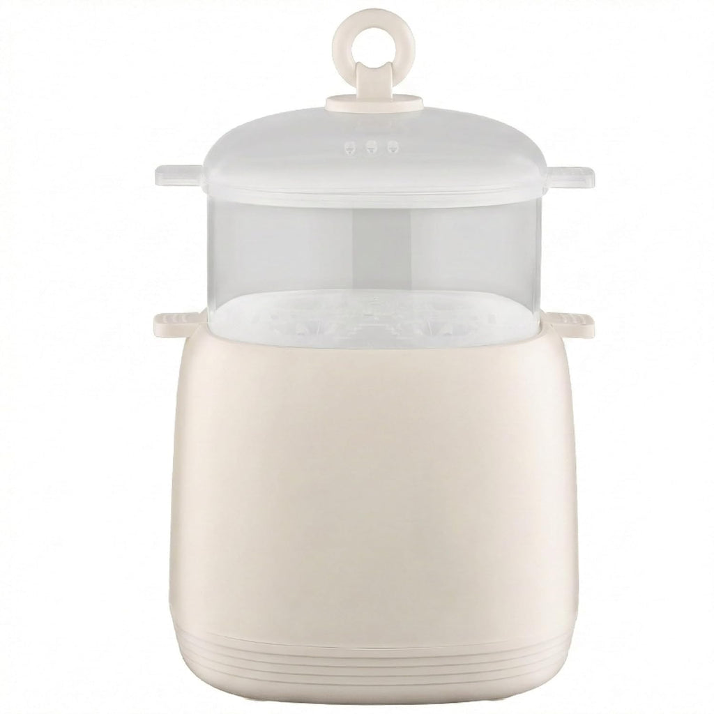 Electric Egg Cooker with Steamer, Dual Layer Multi-Function Egg Boiler and Food Steamer, Beige