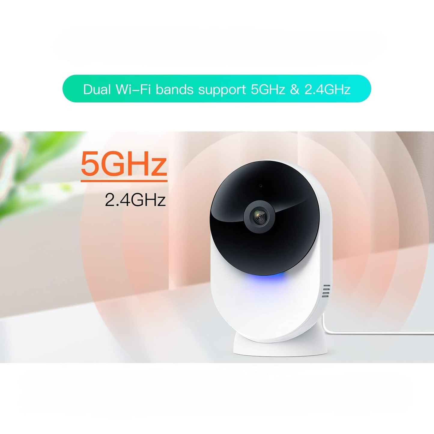 5G MiniCam Smart Indoor Security Camera, 1080P Full HD, Dual WiFi Band 2.4GHz & 5GHz, Motion Detection, Night Vision, Two-Way Audio, Cloud & SD Card Storage, Compatible with Alexa & Google Assistant