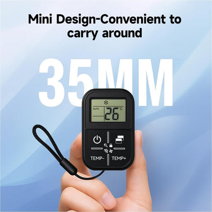 Universal Mini Air Conditioner Remote Control with LCD Display, Infrared Wireless Temperature Controller, Portable Compact Design, Auto Code Search Function, Black