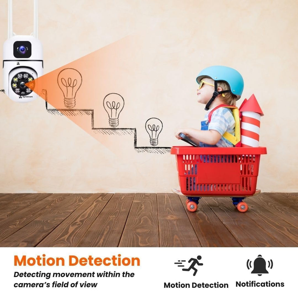 Smart Security Dual Lens WiFi Camera, 5+5MP FHD PTZ Indoor CCTV with Cloud Storage, Humanoid Tracking, Double Screen Preview, Remote Control for Home Monitoring, 128GB Storage