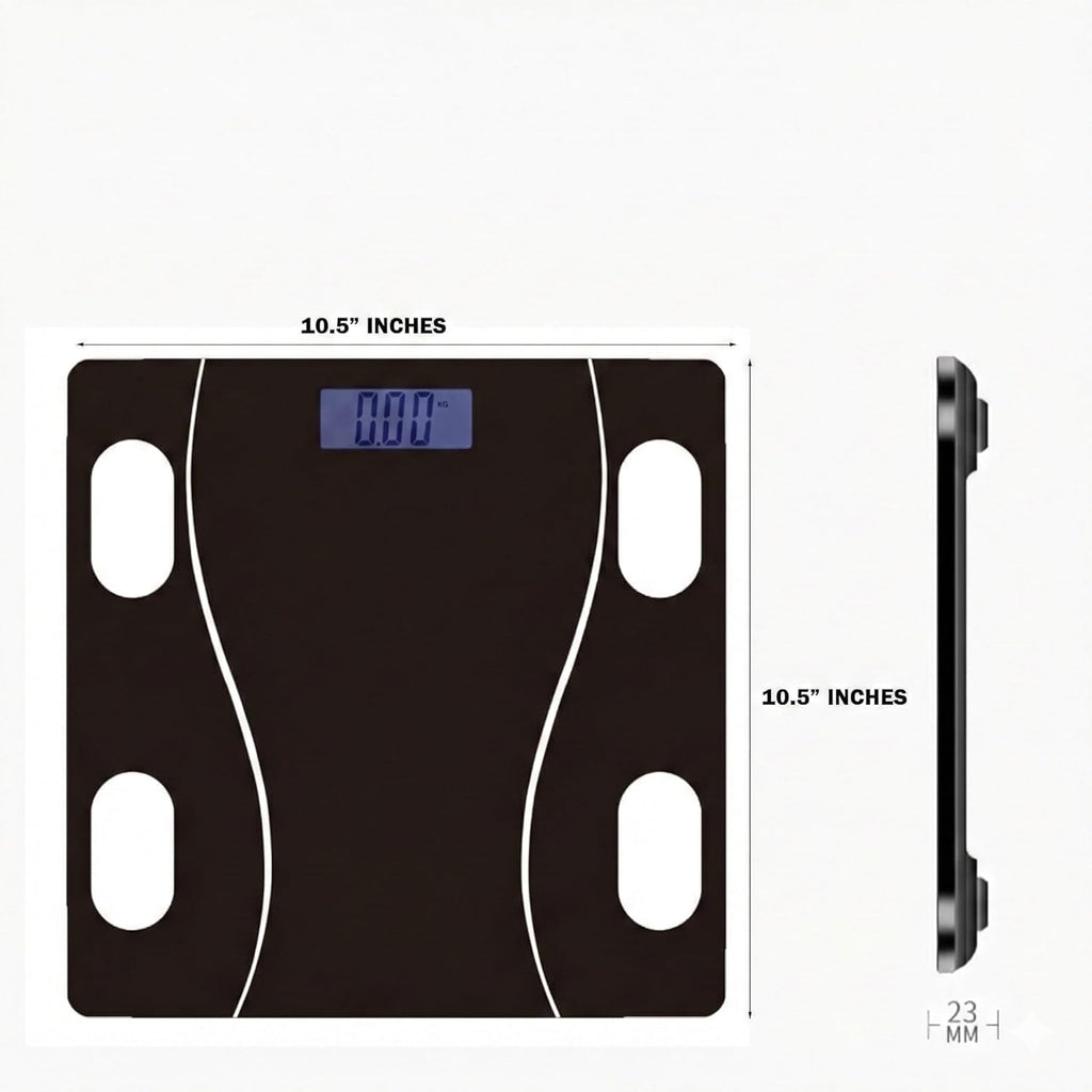 Smart Bluetooth Body Composition Scale, Digital Bathroom Weighing Machine with App Connectivity, Measures Weight, BMI, Body Fat, Muscle, Water, Visceral Fat, 180kg Capacity, LCD Display