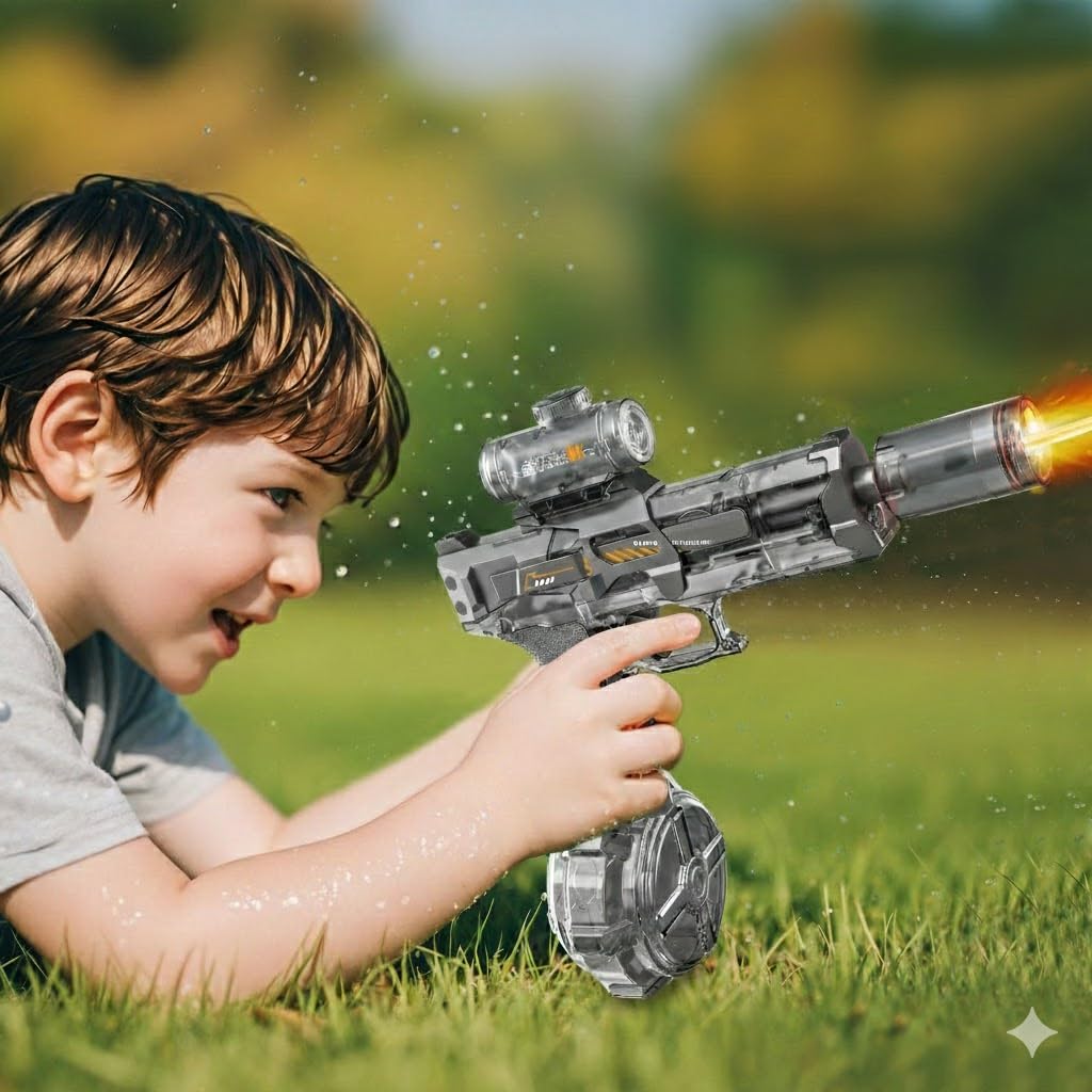 Electric Water Blaster Gun with Rapid-Fire Action, Battery Operated Water Gun Toy for Kids, Includes Rechargeable Battery and Accessories