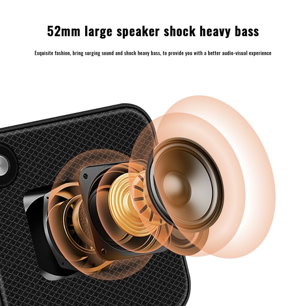 Bluetooth Speaker with Bluetooth 5.1, IP67 Water Resistant, 5W Output Power, 1200mAh Battery, Portable Wireless Speaker with Microphone, Black
