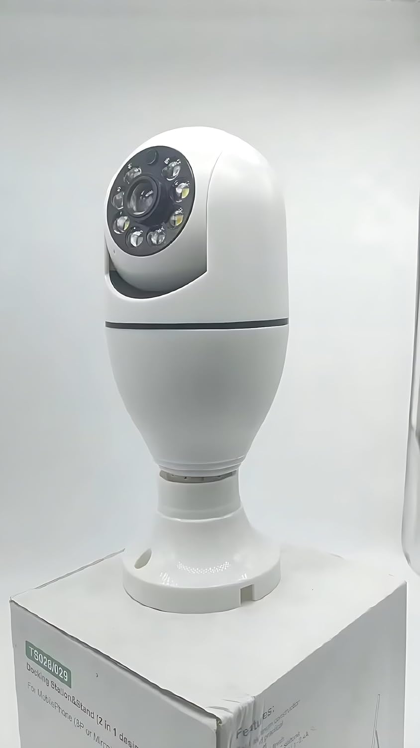 360-Degree WiFi Panorama Security Camera, 1080P HD Bulb Camera with Motion Detection, E27 Base, Day/Night Mode, Remote Viewing, Smart Home Surveillance