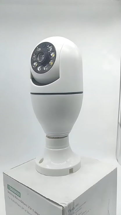 360-Degree WiFi Panorama Security Camera, 1080P HD Bulb Camera with Motion Detection, E27 Base, Day/Night Mode, Remote Viewing, Smart Home Surveillance