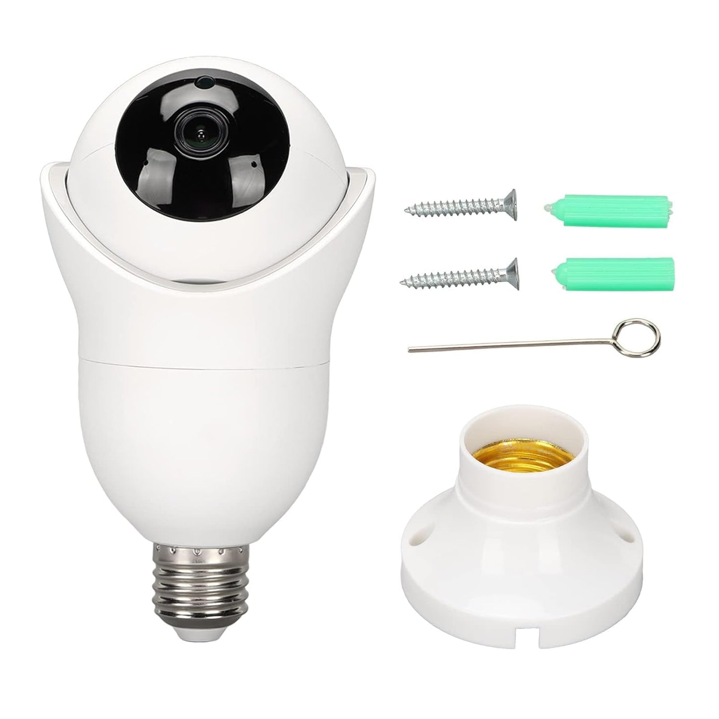 360° Panoramic Security Camera Light Bulb, E27 WiFi Smart Surveillance Camera with Night Vision, Motion Detection, Two-Way Audio, Cloud Storage Support