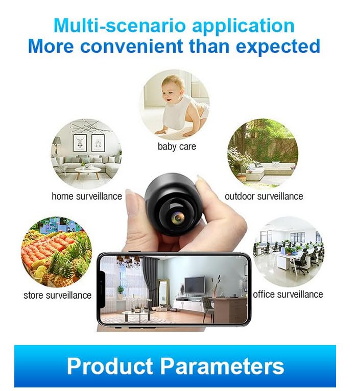 Mini Spy Camera, HD 1080P WiFi Security Camera with Night Vision, 160° Wide-Angle Lens, Magnetic Swivel Bracket, Smartphone App Monitoring, Motion Detection for Home, Office, Baby Monitoring