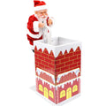 Climbing Santa Claus Christmas Decoration, Musical Animated Santa in Chimney, Battery-Operated Holiday Figurine, 21CM Chimney Height, Red Brick Design, Kids Gift