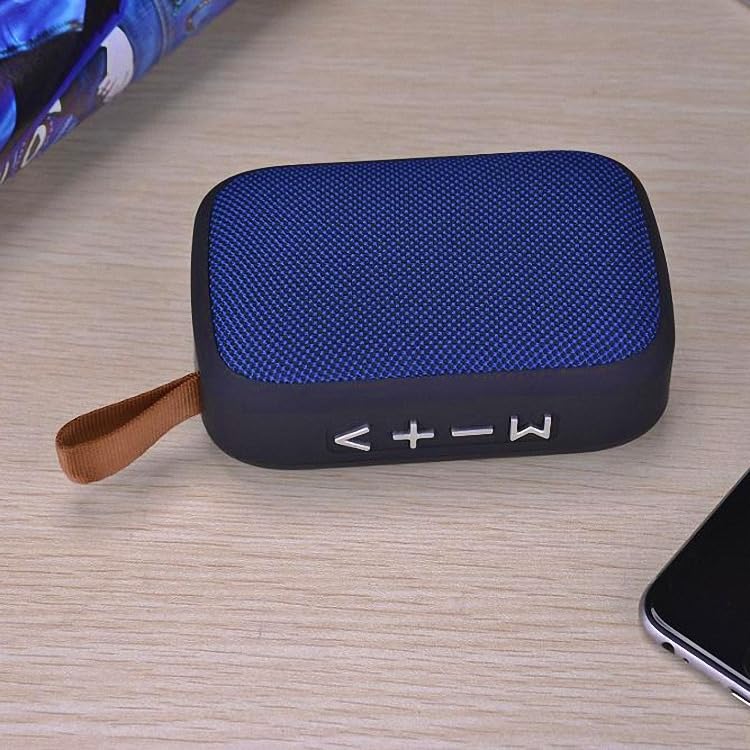 Portable Bluetooth Speaker, Mini Blue Fabric Wireless Speaker with FM Radio, USB Playback, AUX, Micro SD Support, 1200mAh Rechargeable Battery for Travel, Camping, Home Use