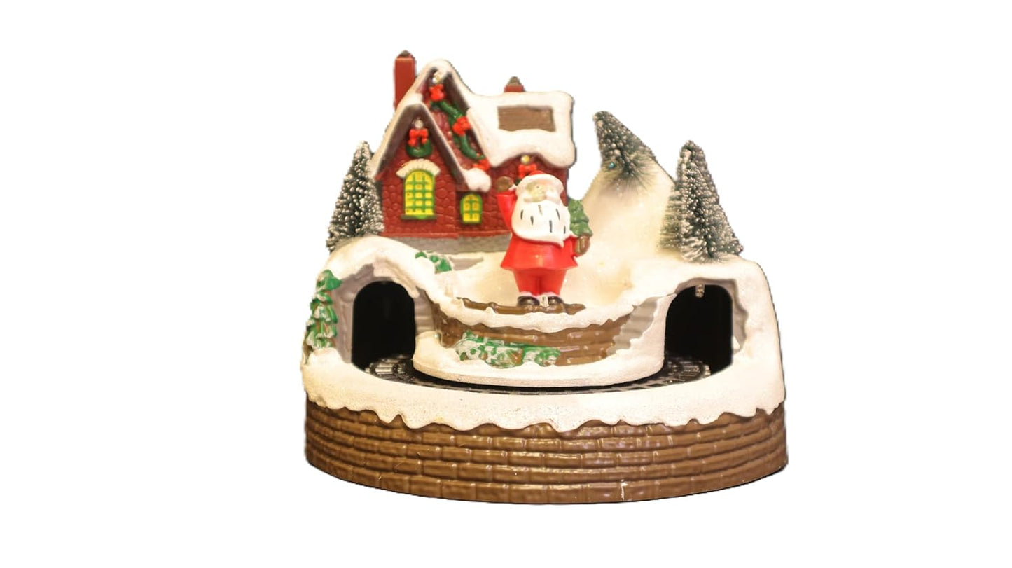Christmas Village Musical Snow Globe, LED Light Up Winter Scene with House and Trees, Holiday Decor, 19 x 14 cm