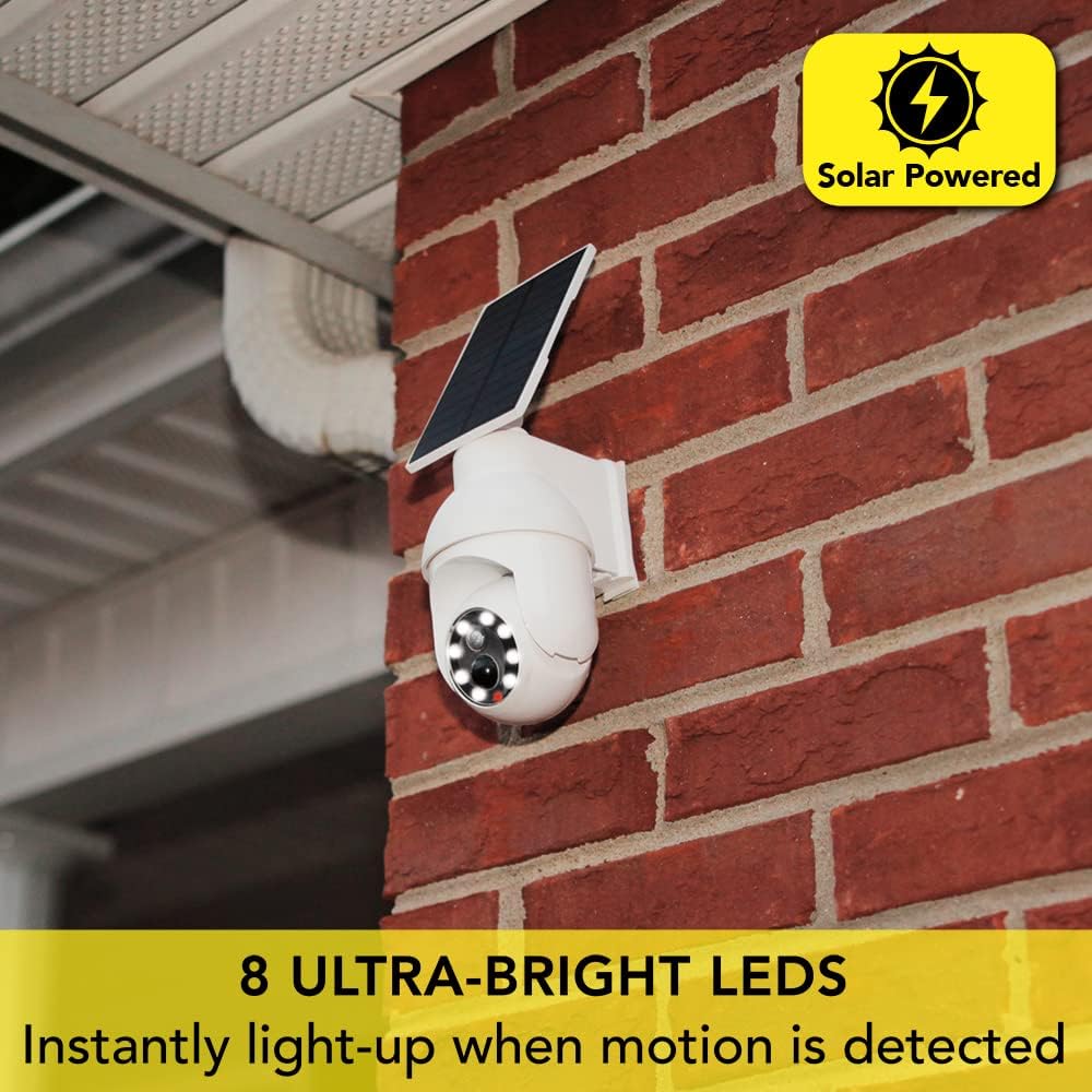 Solar Powered Light with Motion Sensor, 360° Rotation, Wireless Outdoor Light with 8 LED Ring, 500 Lumens, IP54 Weatherproof, White