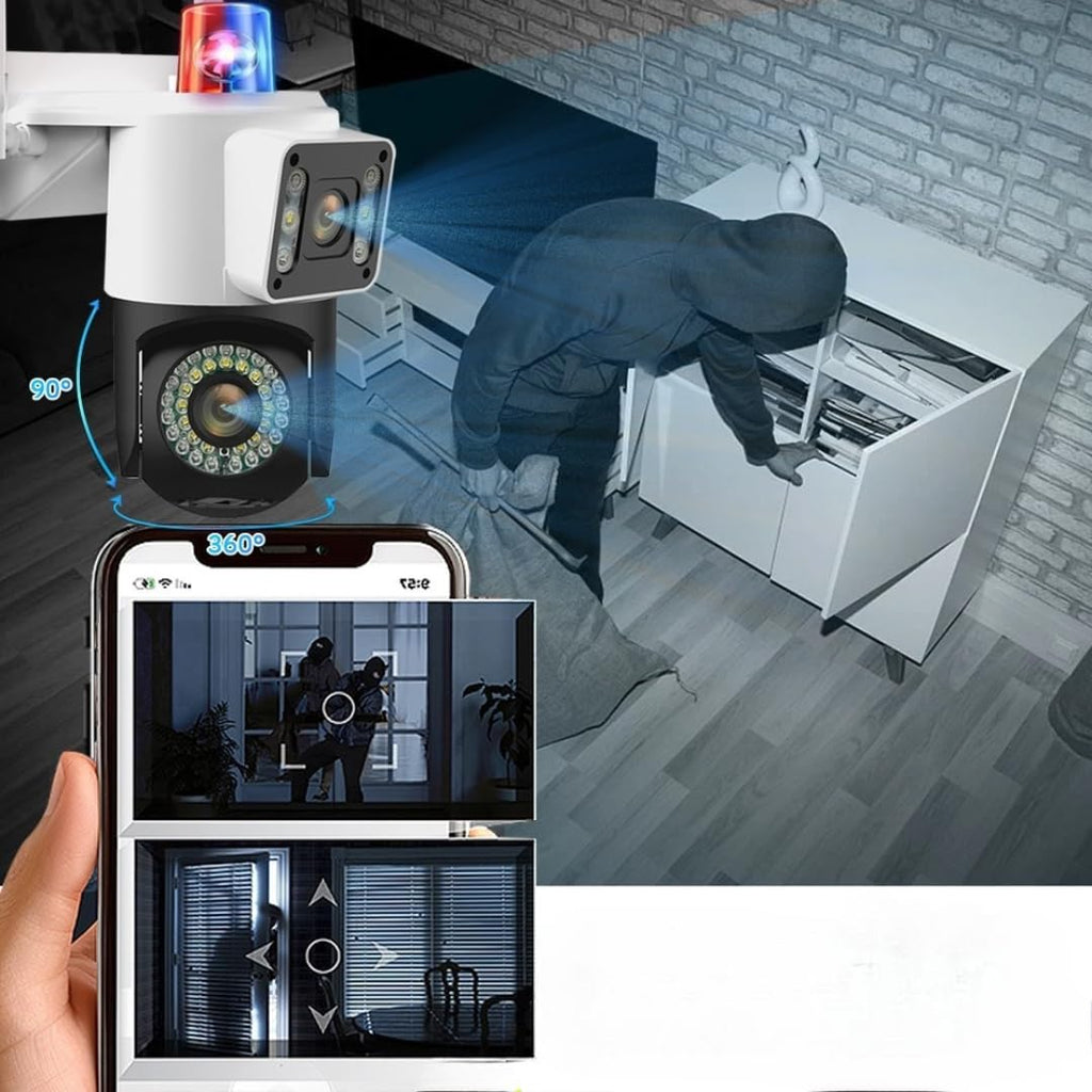 Full HD 10MP 4G Security Camera with 355° Pan-Tilt, IP67 Waterproof, Dual Night Vision, Motion Detection, Two-Way Audio, White