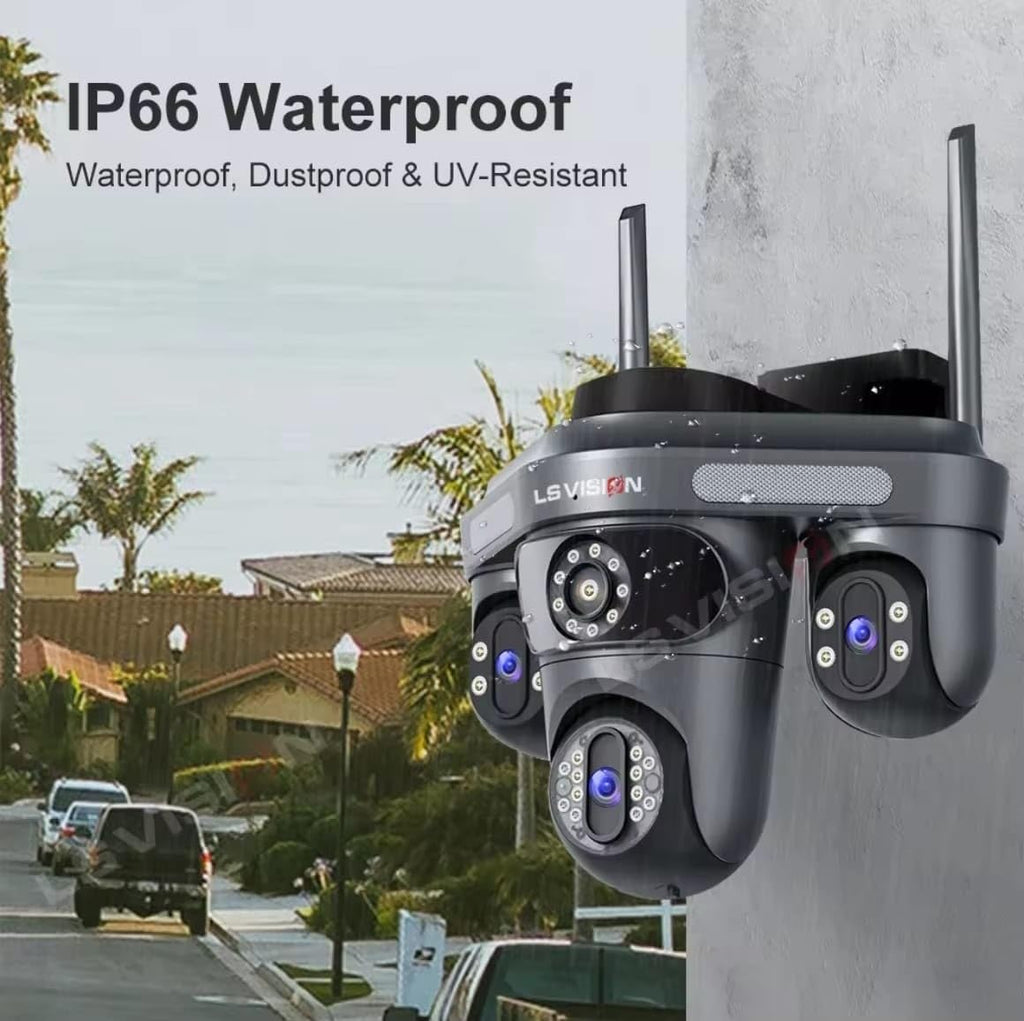 LS Vision Outdoor Security Camera, Triple Lens System, Full Colour Night Vision, Motion Detection, Smartphone App Control