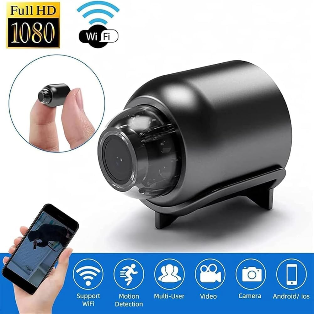 Mini Spy Camera, HD 1080P WiFi Security Camera with Night Vision, 160° Wide-Angle Lens, Magnetic Swivel Bracket, Smartphone App Monitoring, Motion Detection for Home, Office, Baby Monitoring