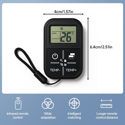 Universal Mini Air Conditioner Remote Control with LCD Display, Infrared Wireless Temperature Controller, Portable Compact Design, Auto Code Search Function, Black