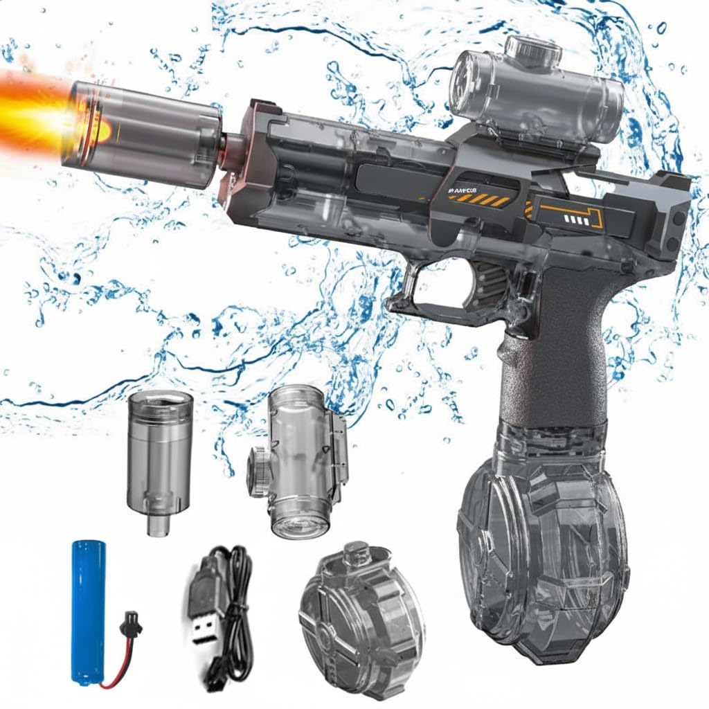 Electric Water Blaster Gun with Rapid-Fire Action, Battery Operated Water Gun Toy for Kids, Includes Rechargeable Battery and Accessories