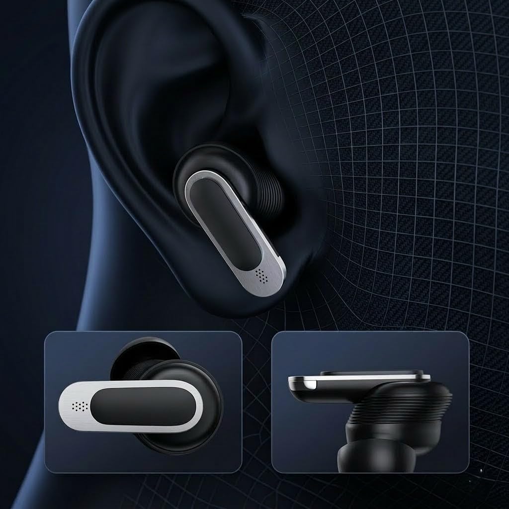True Wireless Earbuds with Active Noise Cancellation, 360° Stereo Surround Sound, Smart Touchscreen Charging Case, Deep Bass, Ergonomic Fit (Metalic Black)