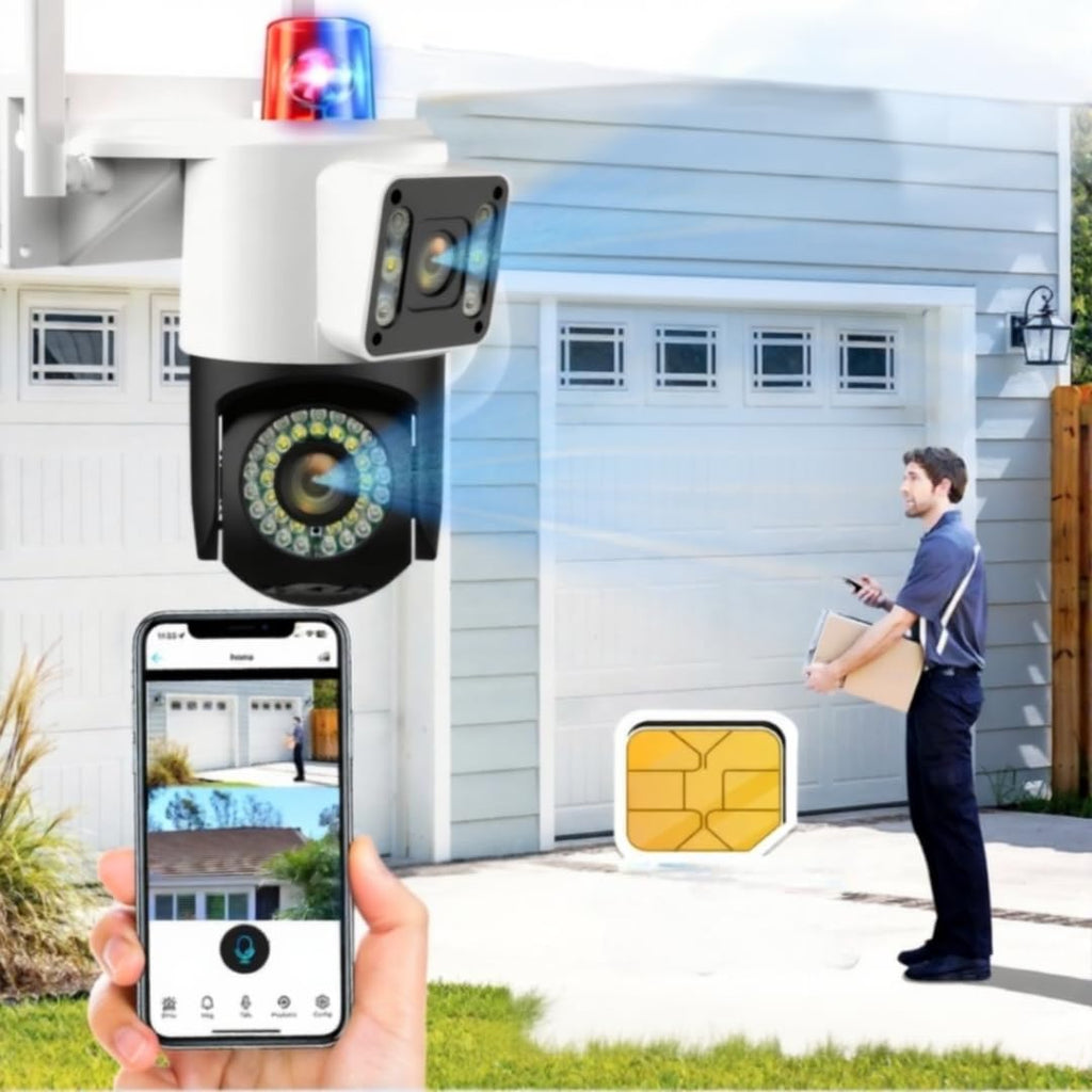 Full HD 10MP 4G Security Camera with 355° Pan-Tilt, IP67 Waterproof, Dual Night Vision, Motion Detection, Two-Way Audio, White