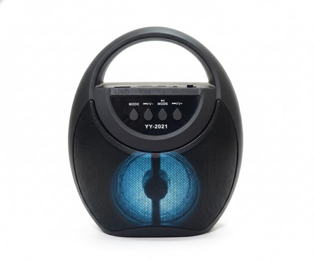 Portable Bluetooth Speaker with LED Lights, FM Radio, Rechargeable Battery, USB Ports, Black