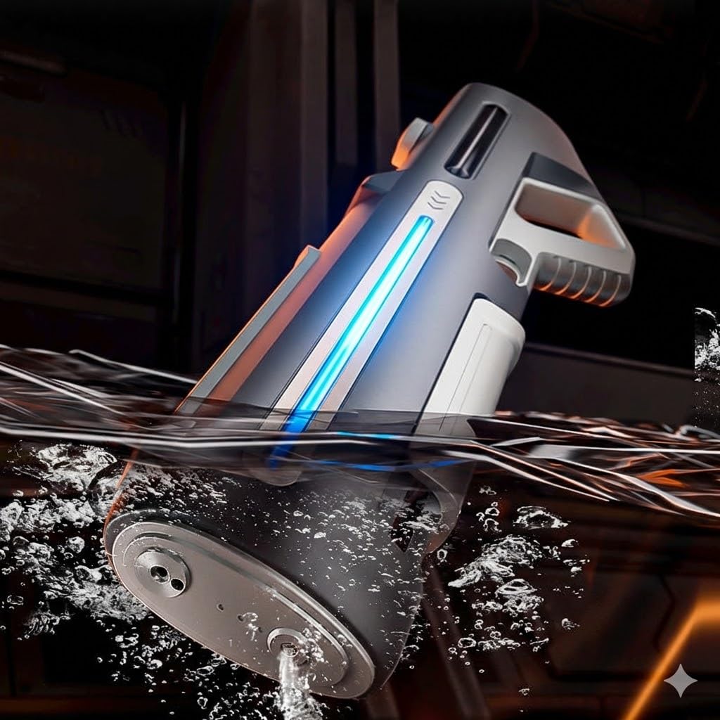 High-Pressure Water Blaster Gun, Long Range 25 Feet, Rechargeable, Matte Charcoal and Light Grey, Ages 3+