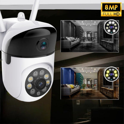 Vision 8MP Full HD Security Camera, WiFi Enabled, 355° Panoramic View, Smart AI Detection, Waterproof, Voice Intercom, Mobile App Control, for Home Office Store Surveillance