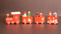 Wooden Christmas Train Decoration Set, Holiday Locomotive with Festive Characters, Red and White, 5-Car Design with Snowflakes and Christmas Tree Ornaments