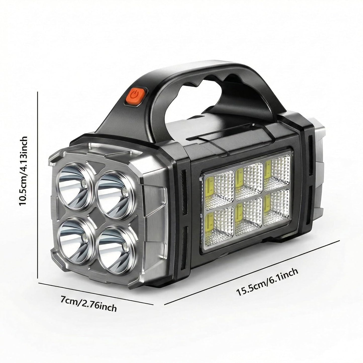 Solar Multifunctional Searchlight, Rechargeable LED Portable Spotlight with Tripple Light Modes, Waterproof Emergency Flashlight with Handle