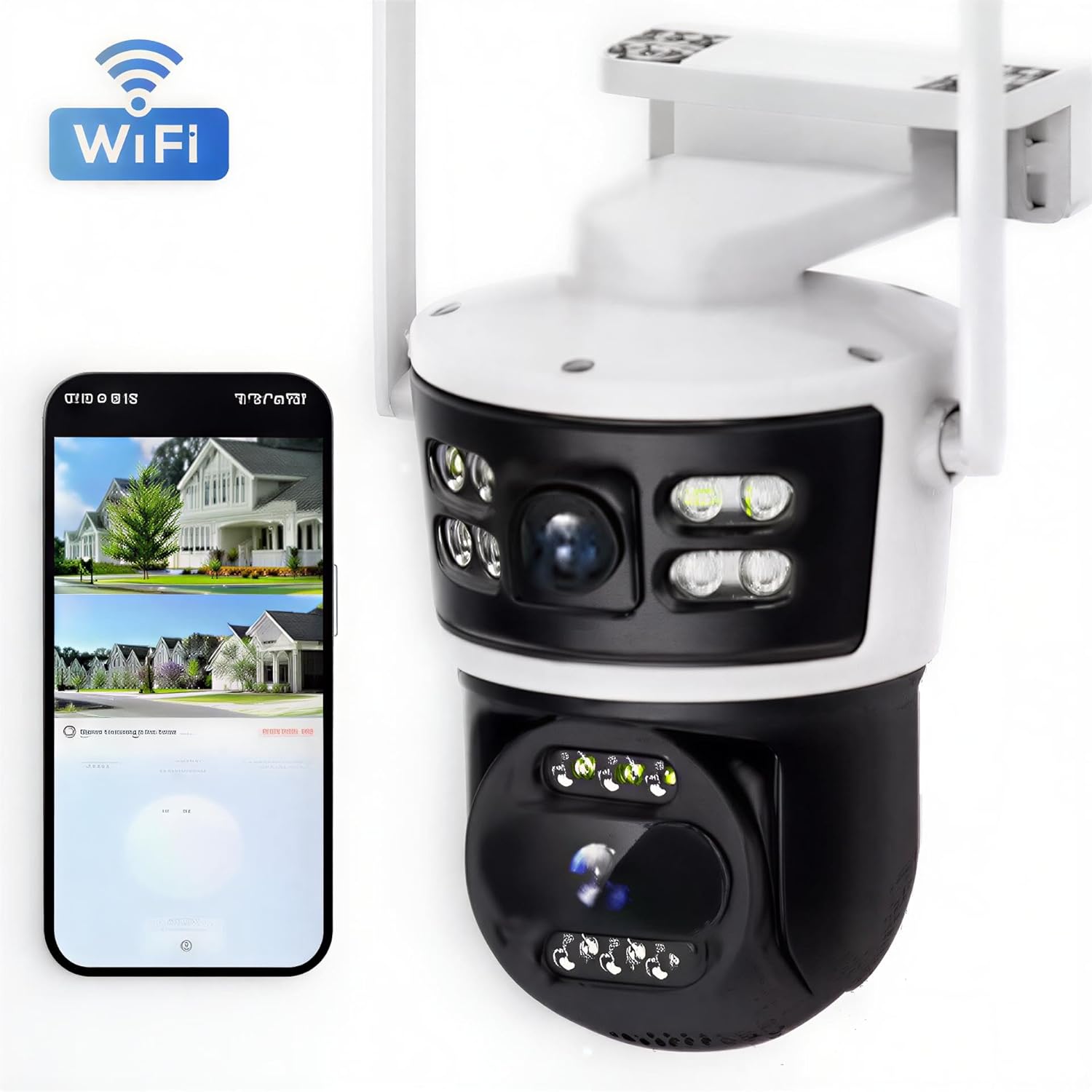 Smart Security Camera, Outdoor WiFi Surveillance Camera with Color Night Vision, 24/7 Recording, Motion Detection, Two-Way Audio, Mobile App Control, Cloud Storage, ONVIF Compatible