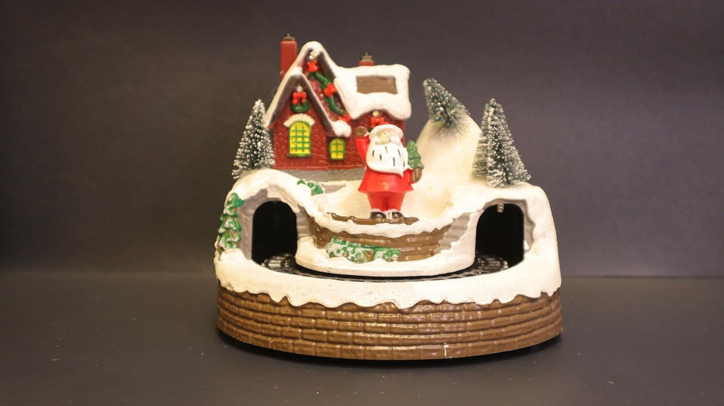 Christmas Village Musical Snow Globe, LED Light Up Winter Scene with House and Trees, Holiday Decor, 19 x 14 cm