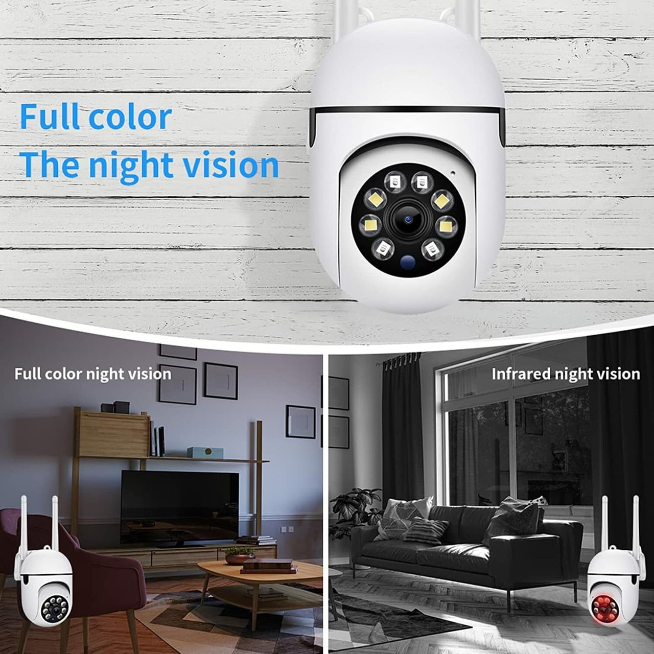 Smart Outdoor Security Camera, 2MP HD WiFi PTZ Camera with Color Night Vision, Two-Way Audio, Motion Detection, Mobile App Control, TF Card Storage