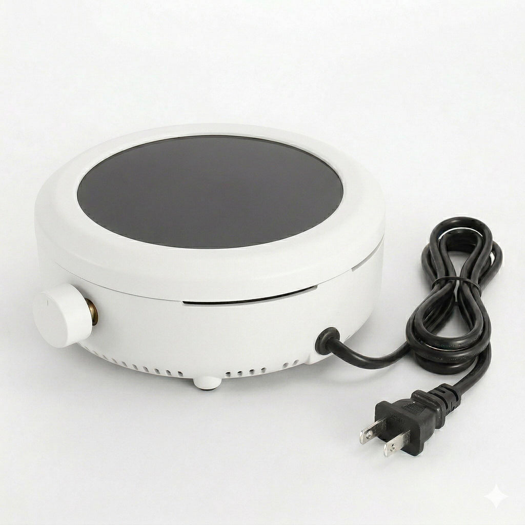 Electric Hot Plate, 800W, Ceramic Heating Surface, Compact and Portable, for Cooking, Tea Preparation and Candle Making (Black)