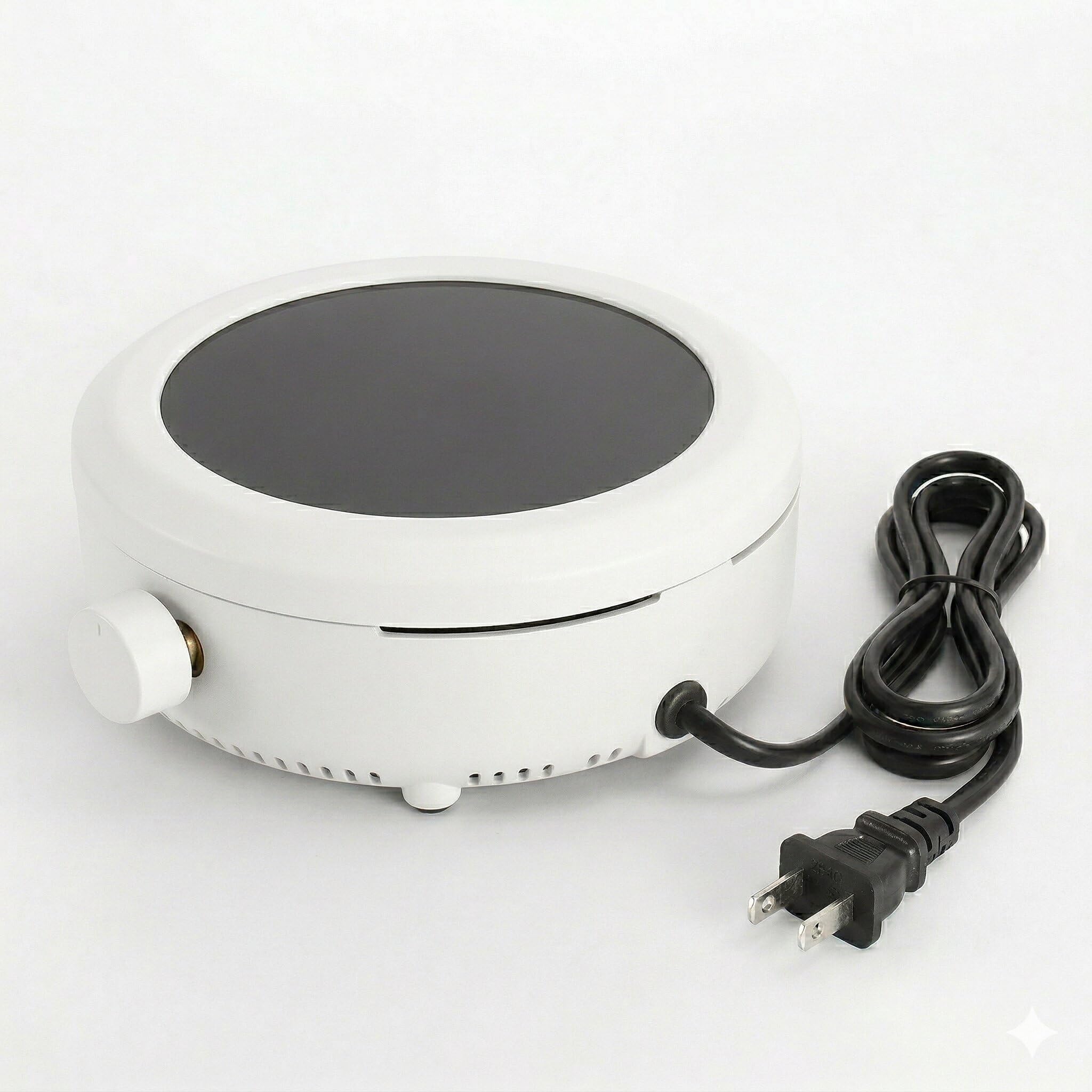 Electric Hot Plate, 800W, Ceramic Heating Surface, Compact and Portable, for Cooking, Tea Preparation and Candle Making (Black)