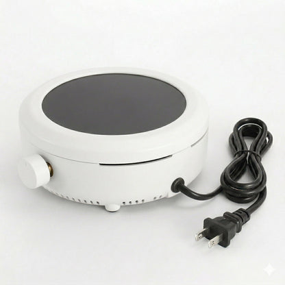 Electric Hot Plate, 800W, Ceramic Heating Surface, Compact and Portable, for Cooking, Tea Preparation and Candle Making (Black)