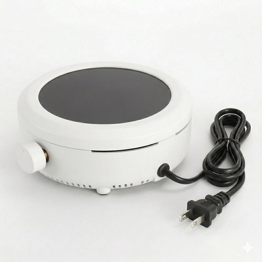 Electric Hot Plate, 800W, Ceramic Heating Surface, Compact and Portable, for Cooking, Tea Preparation and Candle Making (Black)