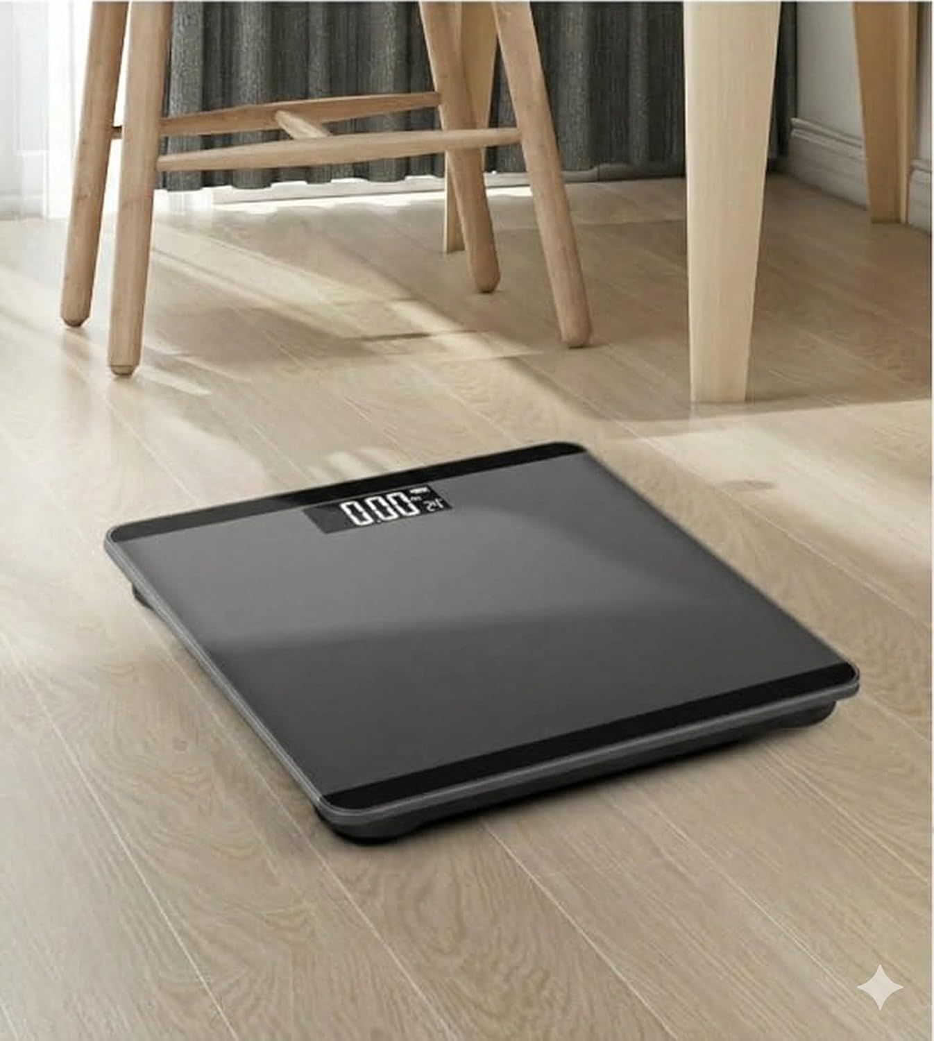 Digital Bathroom Scale with Auto On/Off, Tempered Glass, LCD Display, 180kg Capacity, 25x26cm, Grey