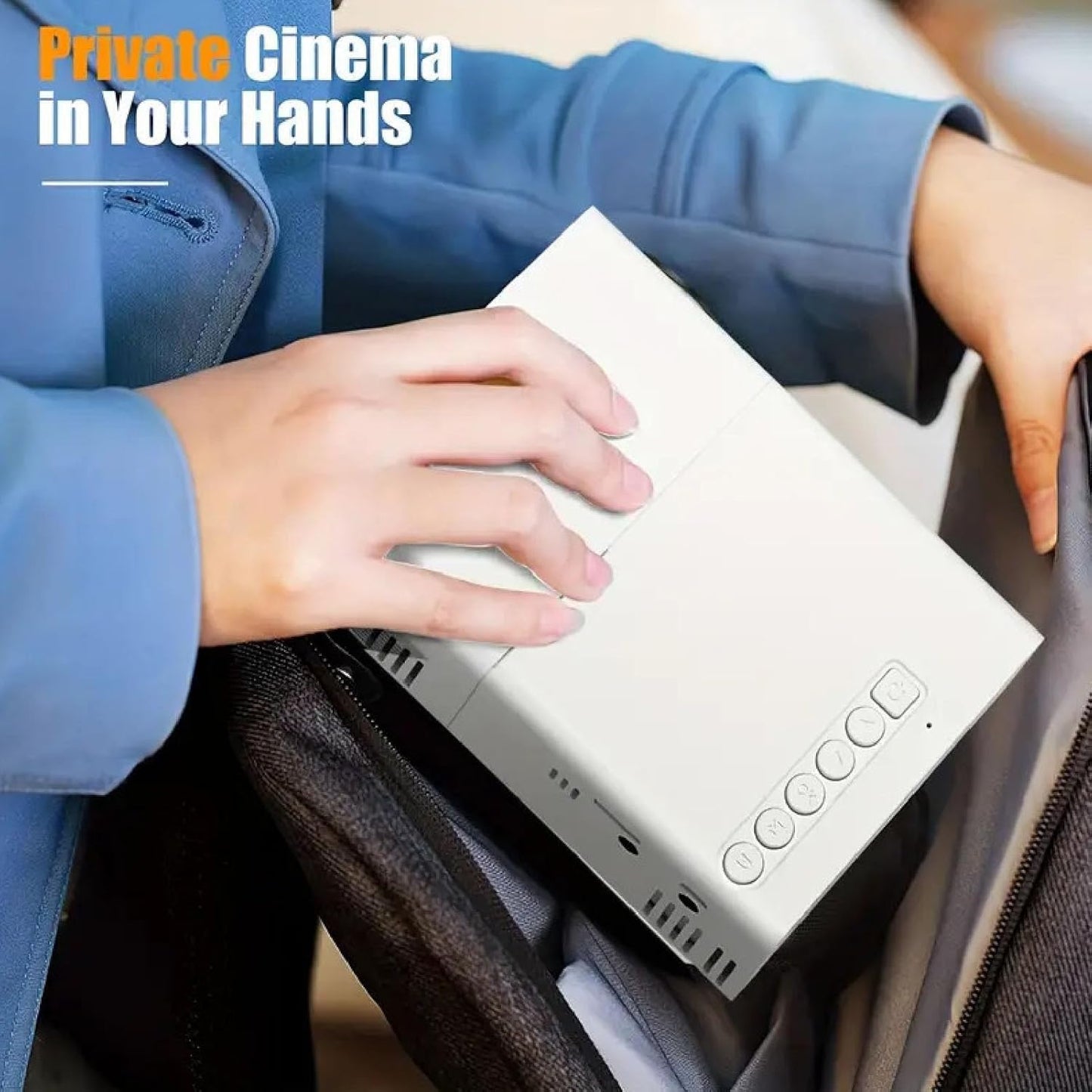 Portable LED Mini Projector, 1080P HD, Giant Screen 24-60 Inches, 3D Sound Effects, Radiation Protection, Built-in Speakers, Compact Design, White