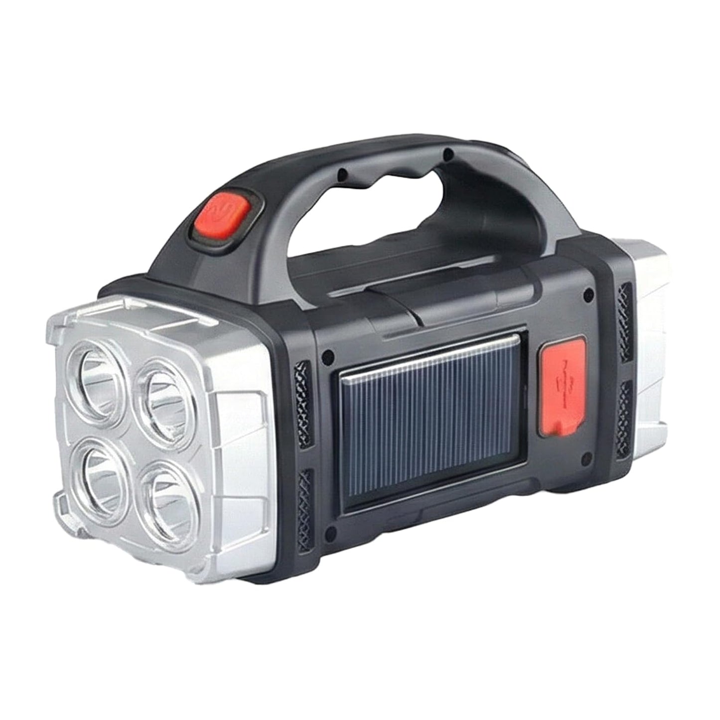 Solar Multifunctional Searchlight, Rechargeable LED Portable Spotlight with Tripple Light Modes, Waterproof Emergency Flashlight with Handle