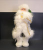 Decorative White Plush Santa Claus Christmas Figure, Standing Display Doll with Staff, 38 cm x 11.5 cm, Holiday Home Decor
