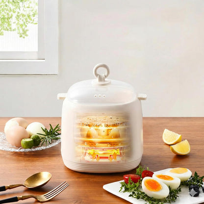 Smart Egg Cooker with Water-Insulated Technology, Compact Electric Egg Steamer, Beige, 1 Litre Capacity, Automatic Shutoff