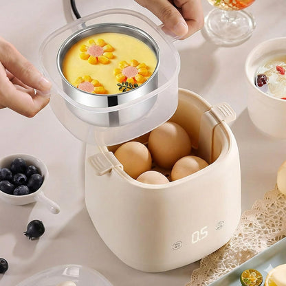 Electric Egg Cooker with Steamer, Dual Layer Multi-Function Egg Boiler and Food Steamer, Beige