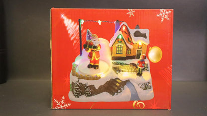 Christmas Village Musical Snow Globe, LED Light Up Winter Scene with House and Trees, Holiday Decor, 19 x 14 cm