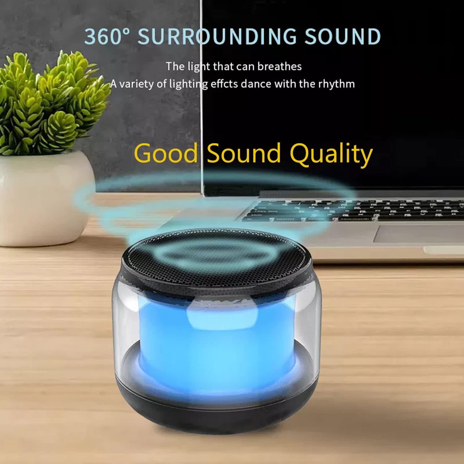 RGB Bluetooth Speaker with 360 Degree Surround Sound, Multicolor LED Lighting Effects, Transparent Design, Wireless Connectivity, Mini Portable